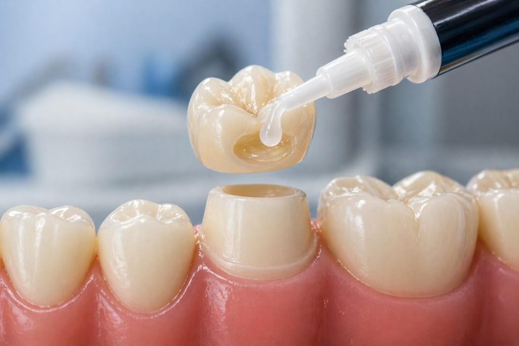 What is dental crown glue